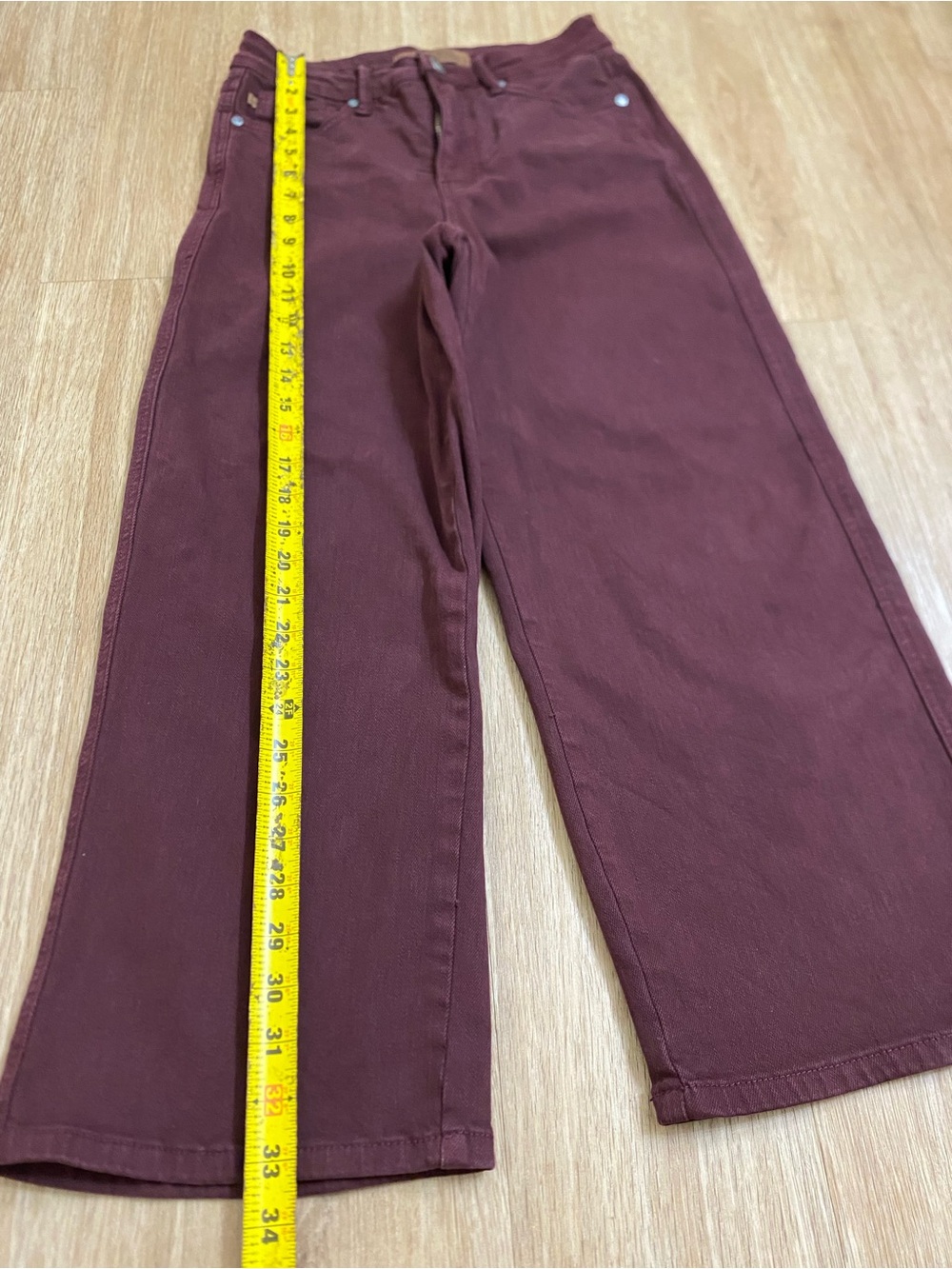 Judy Blue Wide Leg Jeans in Deep Burgundy - Picture 4 of 6